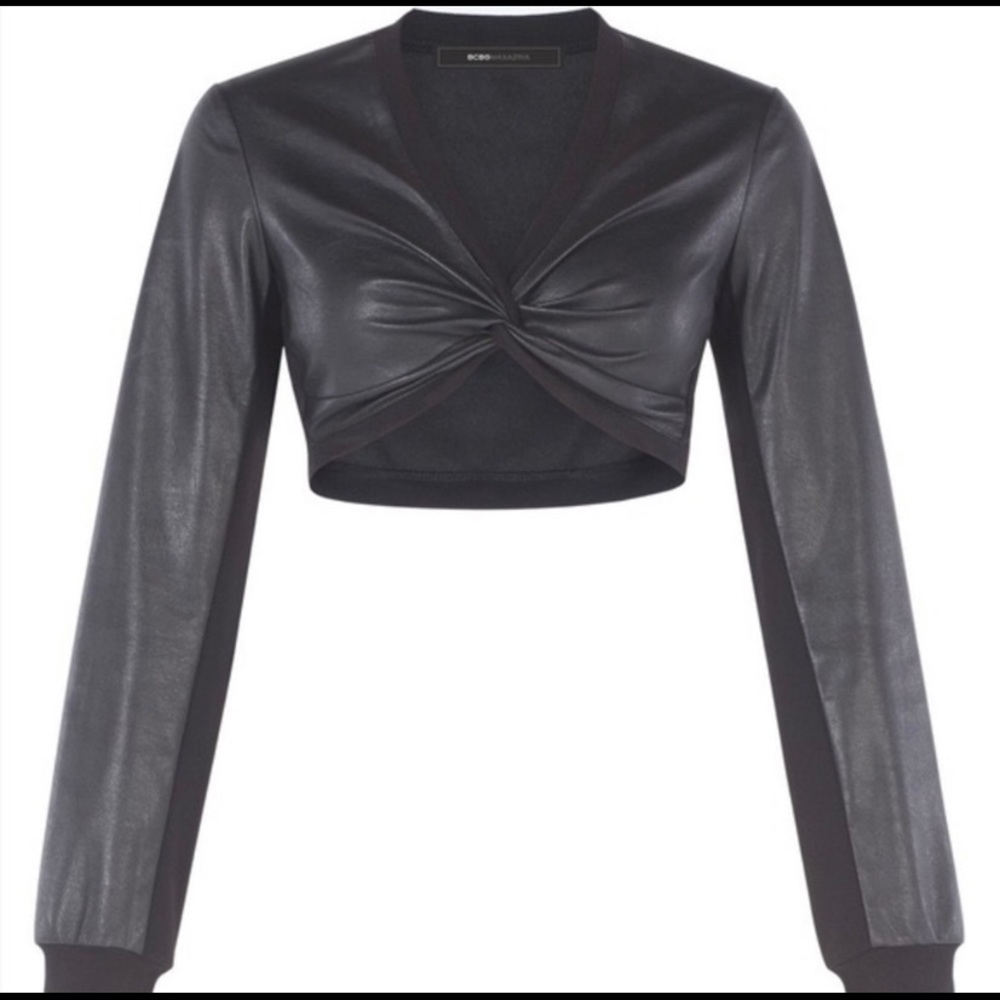 BCBGMAXAZRIA Faux Leather Cropped Top...Sz: Small